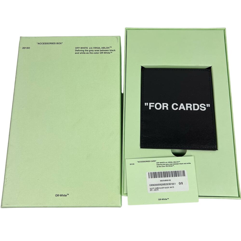 Off-White Bold Quote Card Holder Black & White "For Cards" Leather New in Box